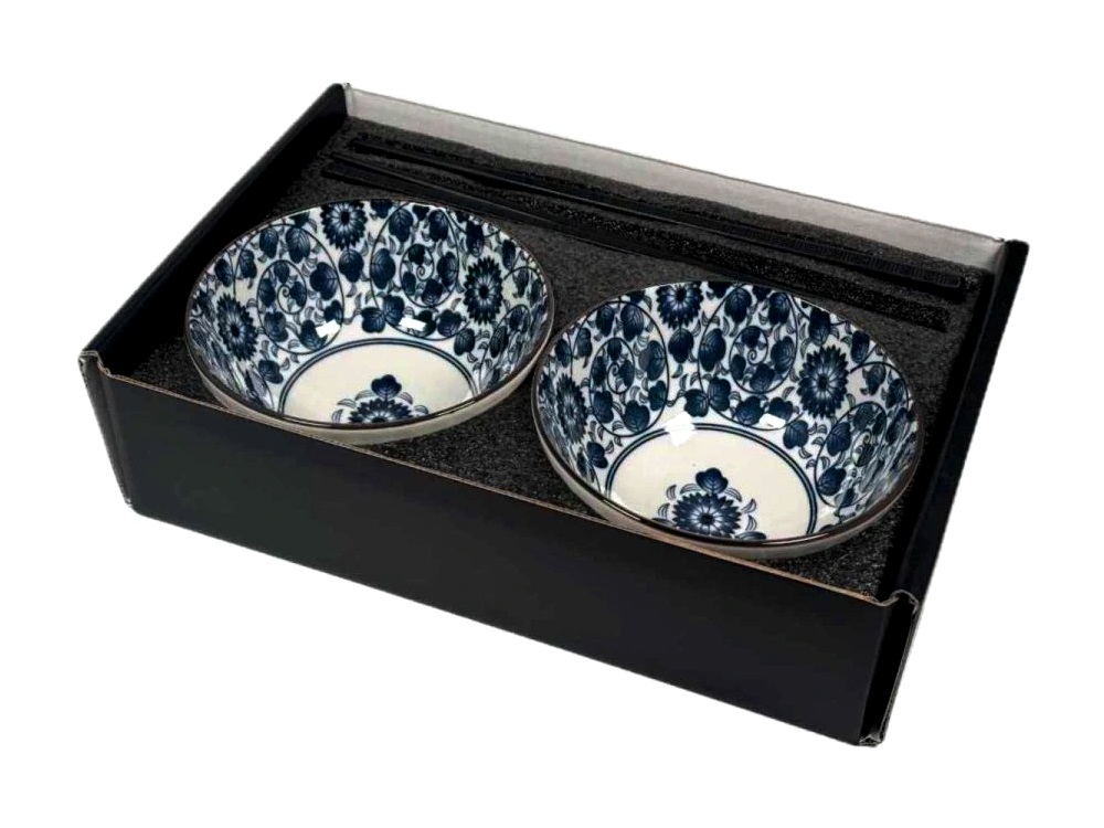 Set 2 scodelle in ceramica - Diametro 11cm - Disegno Foglie
